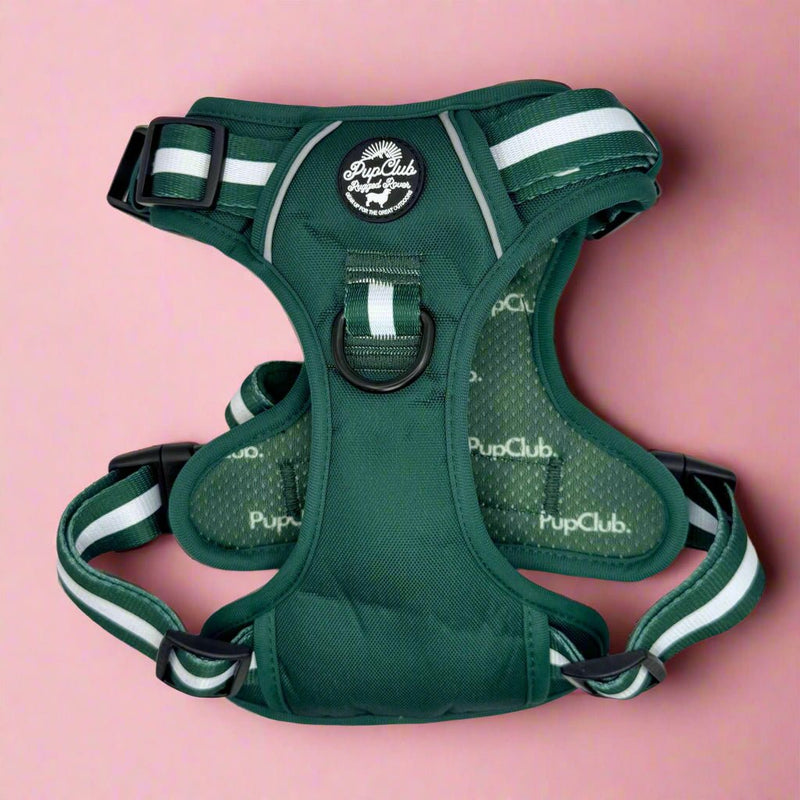 PupClub Couture Rugged Rover dog harness in forest green