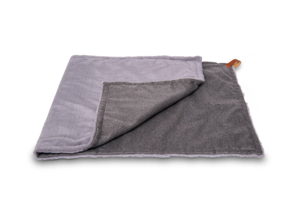 Balmoral Grey Herringbone Reversible Dog Blanket