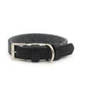 Balmoral Grey Herringbone & Leather Dog Collar