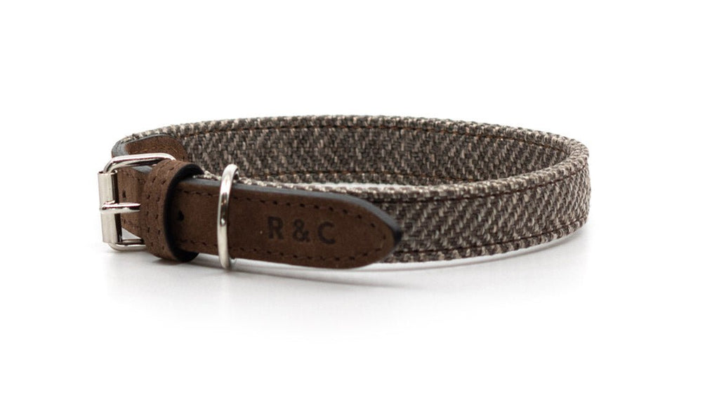 Lincoln Tweed & Leather Dog Collar
